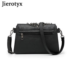 JIETOTYX Rivet Messenger Bags Women Skull Punk Bag Vintage Gothic Shoulder Bag