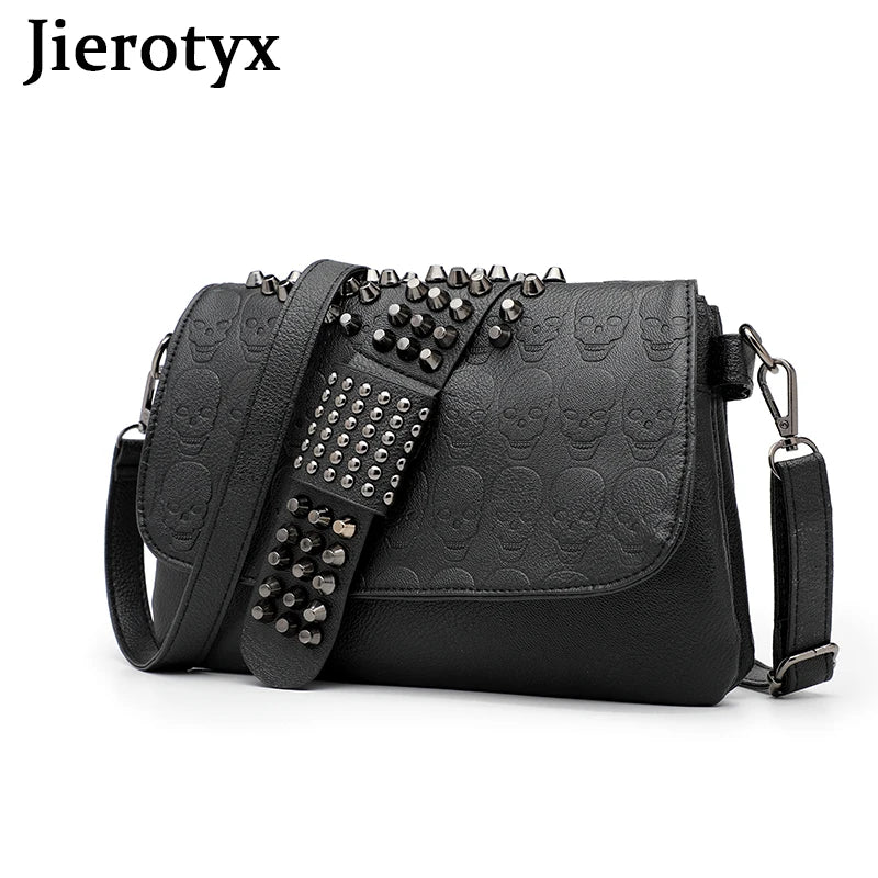 JIETOTYX Rivet Messenger Bags Women Skull Punk Bag Vintage Gothic Shoulder Bag
