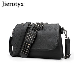 JIETOTYX Rivet Messenger Bags Women Skull Punk Bag Vintage Gothic Shoulder Bag