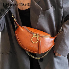 Women's Leather Chain Waist Belt Bag Crossbody Chest Phone Purse Fanny Pack