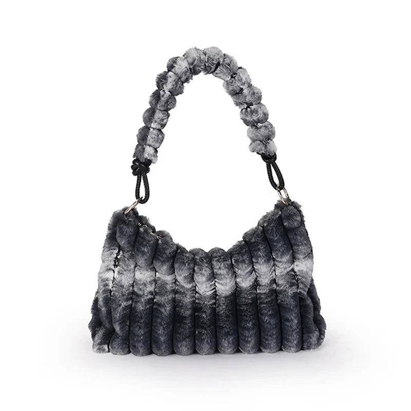 Plush Women's Shoulder Bag Winter Warm Travel Tote