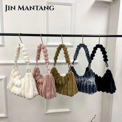 Plush Women's Shoulder Bag Winter Warm Travel Tote