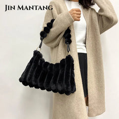 Plush Women's Shoulder Bag Winter Warm Travel Tote