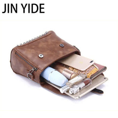 Matte PU Rivet Messenger Shoulder Bag Crossbody Satchel