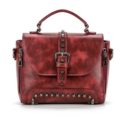 Matte PU Rivet Messenger Shoulder Bag Crossbody Satchel