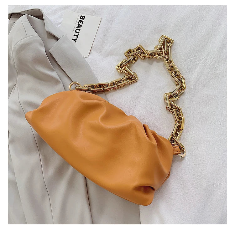 Thick Chains Dumpling Clip Purse Women Shoulder Bag Handbag