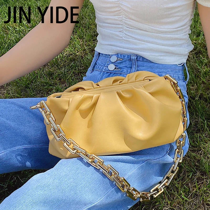 Thick Chains Dumpling Clip Purse Women Shoulder Bag Handbag