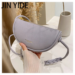Large Half Moon Leather Crossbody Shoulder Bag for Women
