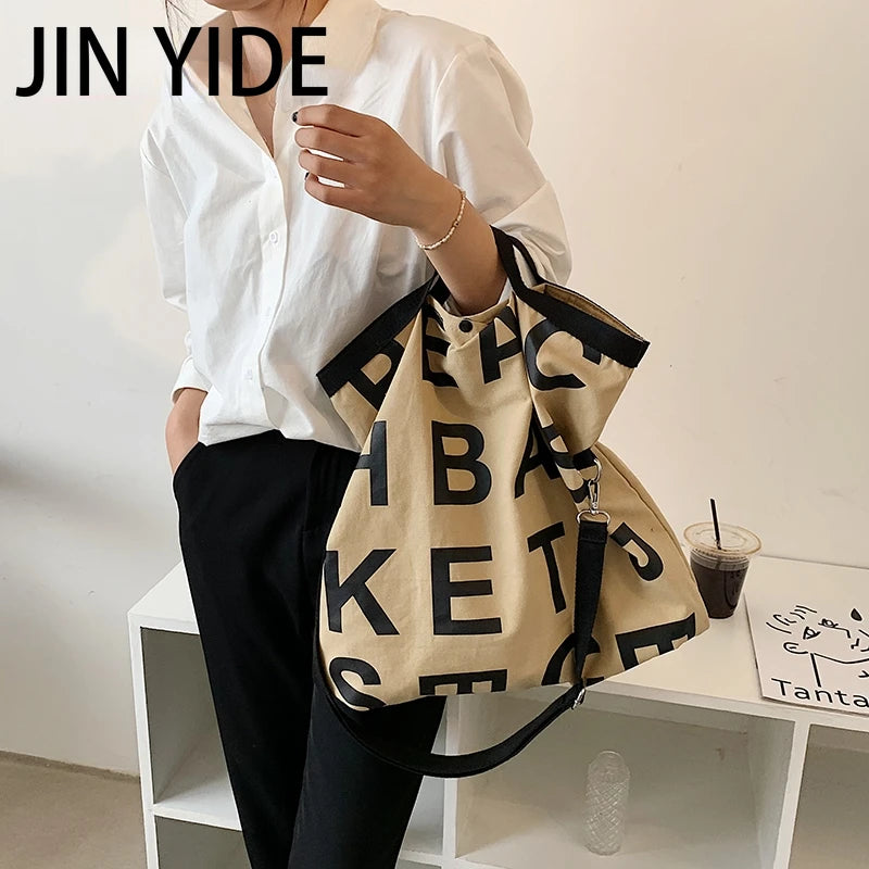 Large Canvas Shoulder Crossbody Bag for Women