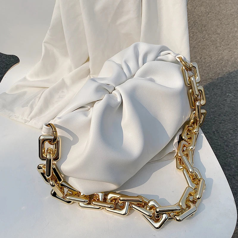 Stylish Leather Pleated Tote Travel Shoulder Bag
