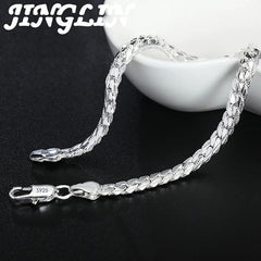 925 Silver 6mm Sideways Necklace 8/18/20/22/24 Inch Chain Wedding Jewelry