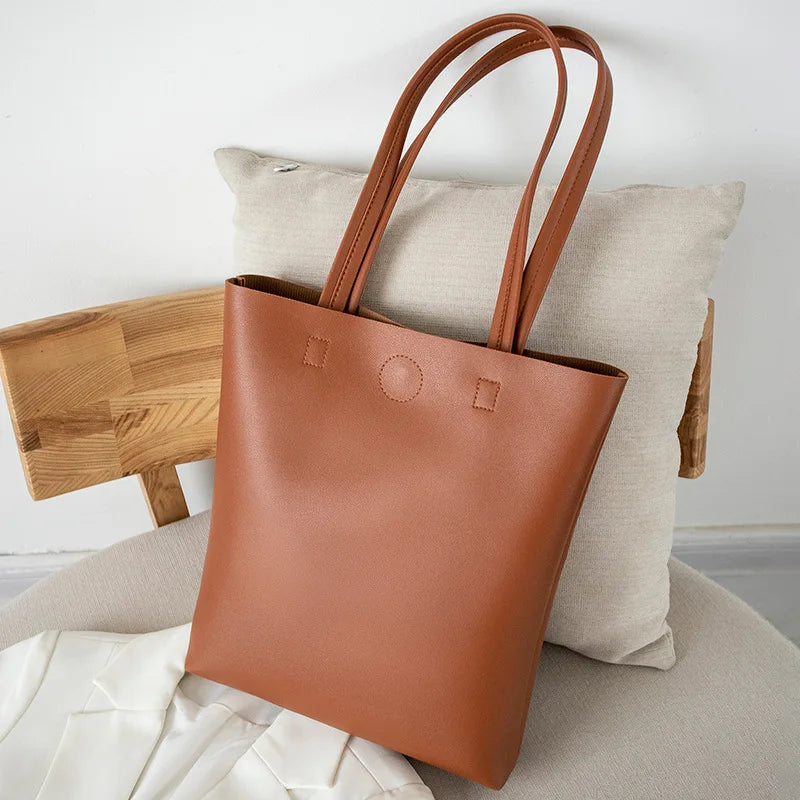 Small Leather Casual Tote Bag Green Pink
