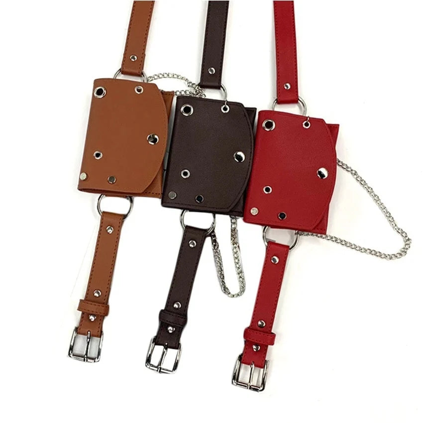 JNKET Women Waist Pack PU Leather Chain Waist Bag Messenger Bags