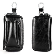 JNKET Retro Cow Leather Keychain Bag Key Case Zipper Key Bag