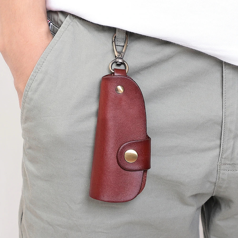 Vintage Leather Key Wallet Men Organizer Keychain