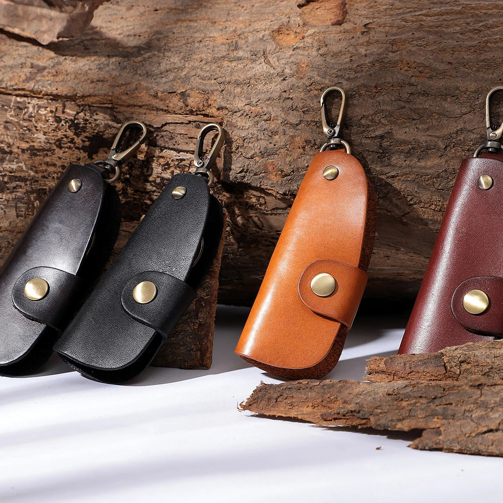 Vintage Leather Key Wallet Men Organizer Keychain