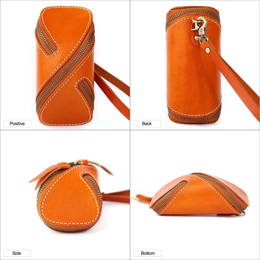 Cow Leather Bag Car Key Wallets Holder Keychain Key Case Keys Pouch
