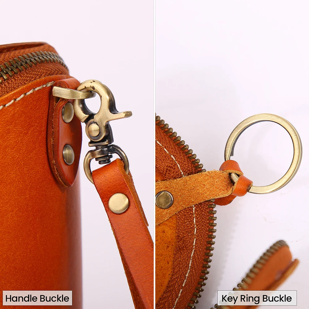 Cow Leather Bag Car Key Wallets Holder Keychain Key Case Keys Pouch