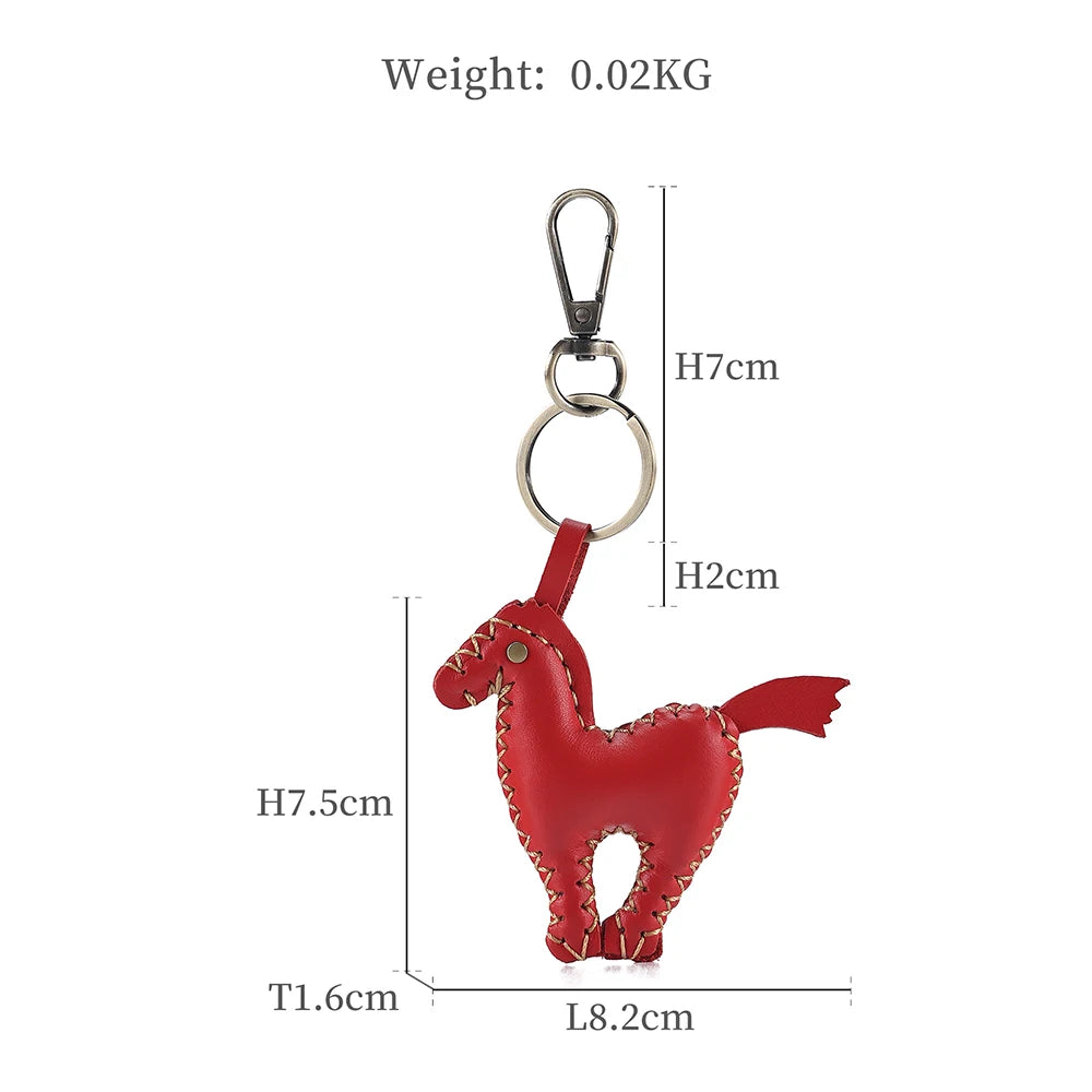 Cowhide Leather Pony Keychain Bag Ornament Key Ring Holder