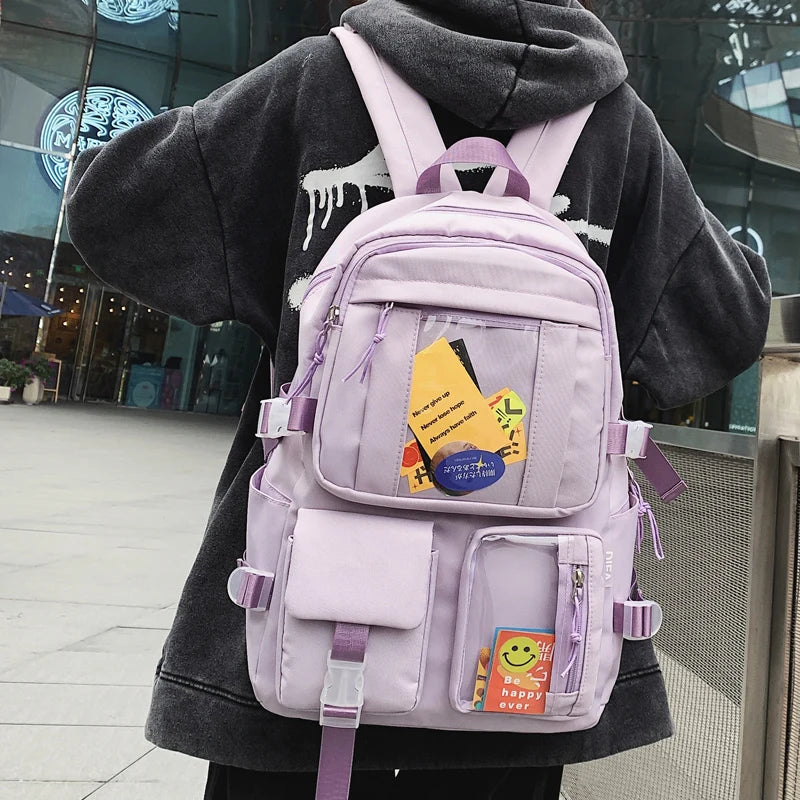 Waterproof Purple Travel Rucksack for Teenage Girl Student Backpacks