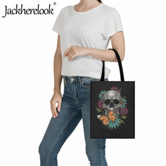 Gothic Skull Tote Bag Women's Casual Canvas Shopping Bag