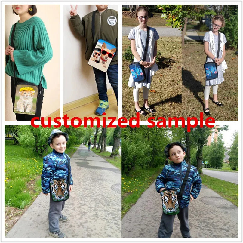 Girl's Cat Pattern School Bag Crossbody Bookbag Children's Shoulder Bag