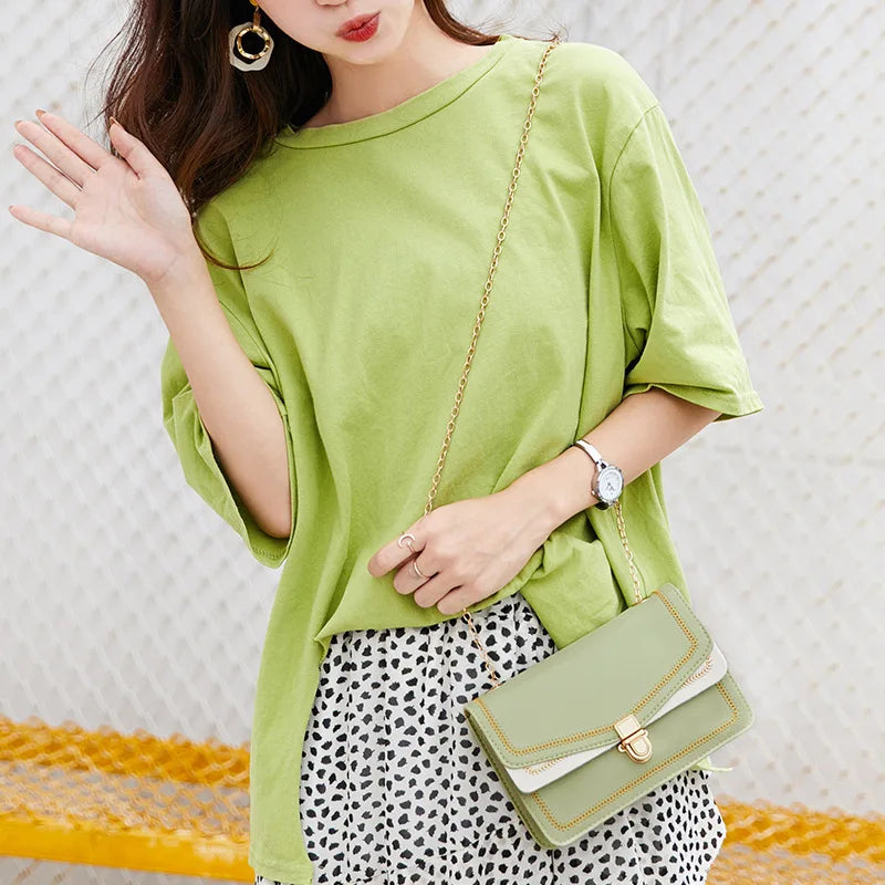Embroidered Small Square Shoulder Messenger Bag for Women