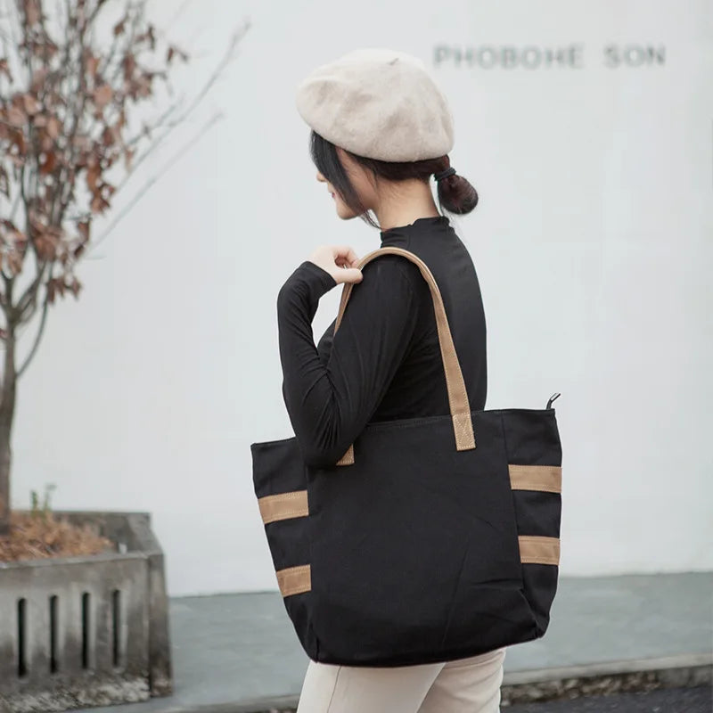 Japanese Canvas Bag Women's Shoulder Handbag Big Bag