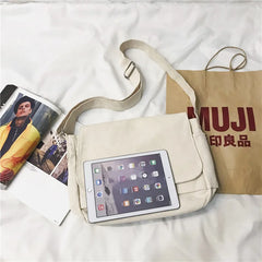 Japanese Canvas Shoulder Crossbody Bag for Women Unisex Satchels