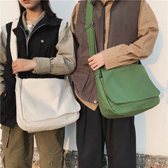 Japanese Canvas Shoulder Crossbody Bag for Women Unisex Satchels