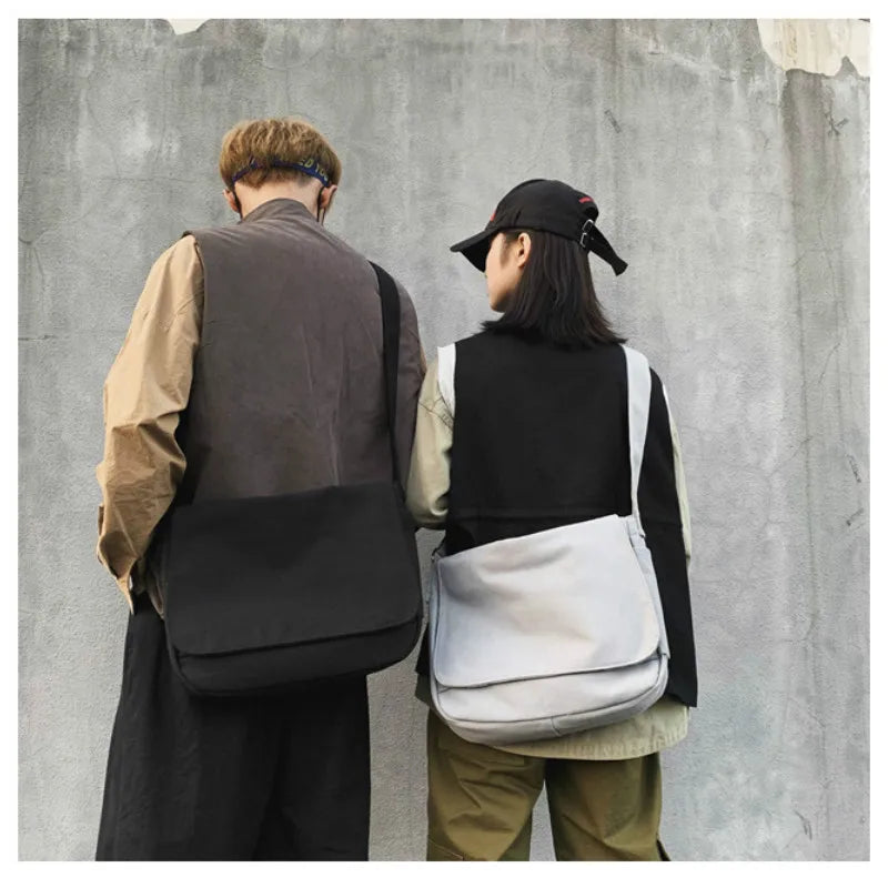 Japanese Canvas Shoulder Crossbody Bag for Women Unisex Satchels