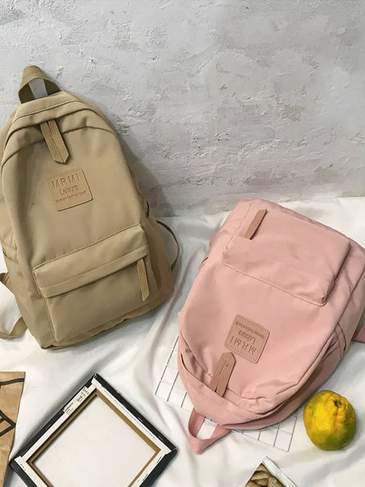 Japanese Waterproof Backpack Women Solid Large-Capacity