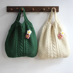Japanese Flower Wool Bag Women's Handbag