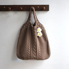 Japanese Flower Wool Bag Women's Handbag