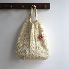 Japanese Flower Wool Bag Women's Handbag