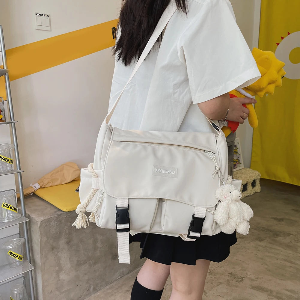 Harajuku Crossbody Bag for Women Girls School Book Bag Shoulder Bolsas