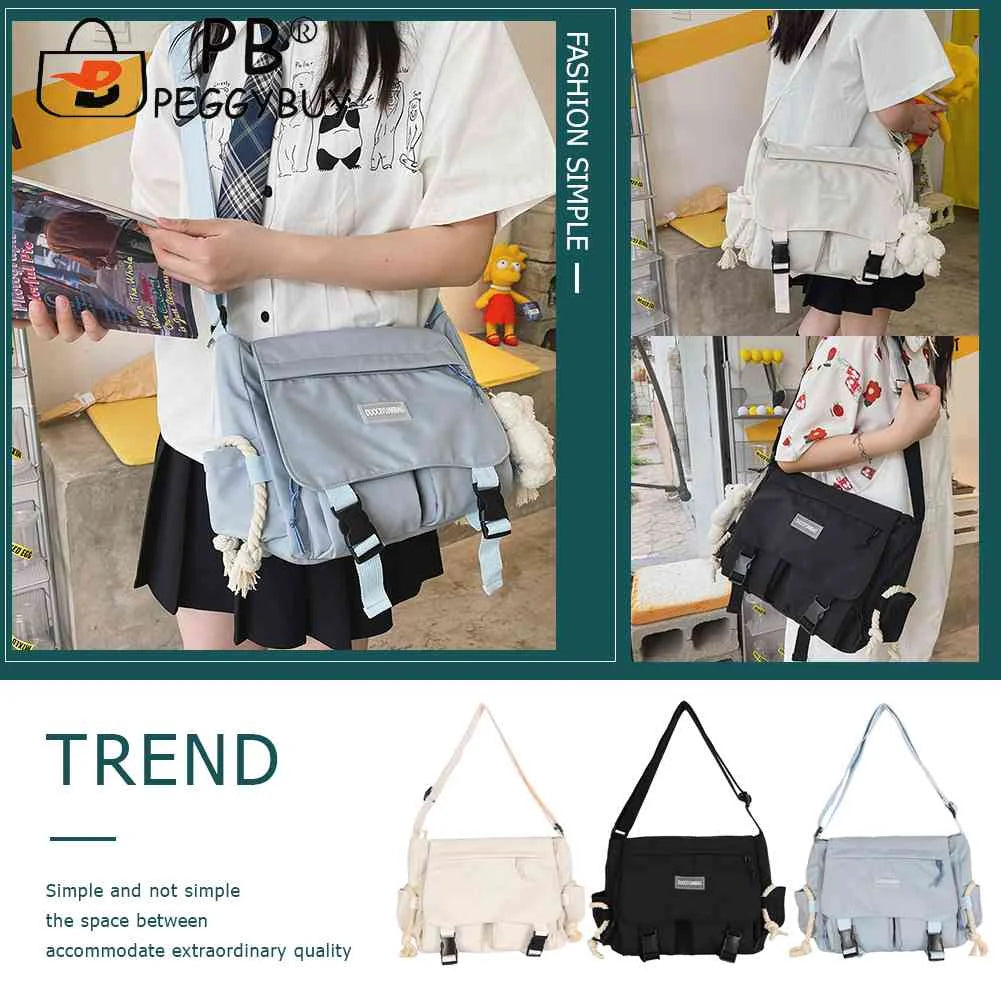 Japanese Harajuku Crossbody Bag Nylon Messenger Pouch for Travel