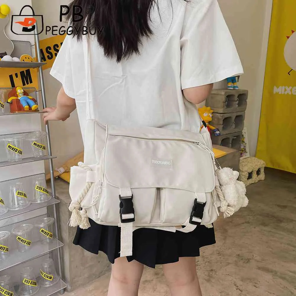 Japanese Harajuku Crossbody Bag Nylon Messenger Pouch for Travel