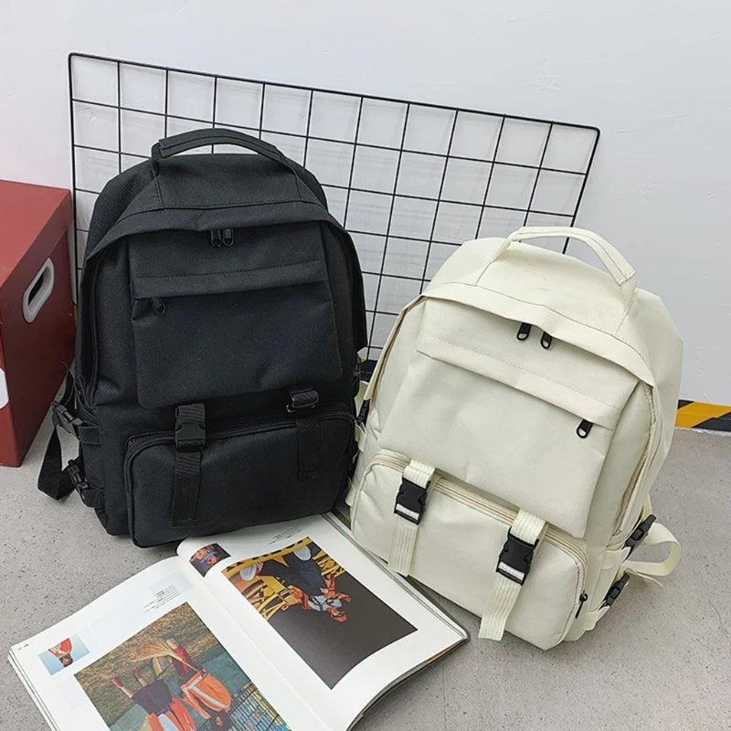 Japanese Harajuku Style Backpack Solid Shoulder Bag Laptop Daypack