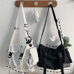 Japanese Harajuku Women Canvas Messenger Bag Crossbody Bags Large Capacity
