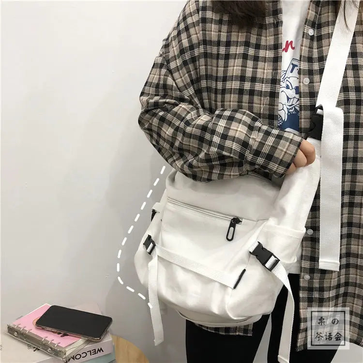 Japanese Harajuku Cross Canvas Bag Women Shoulder Handbag