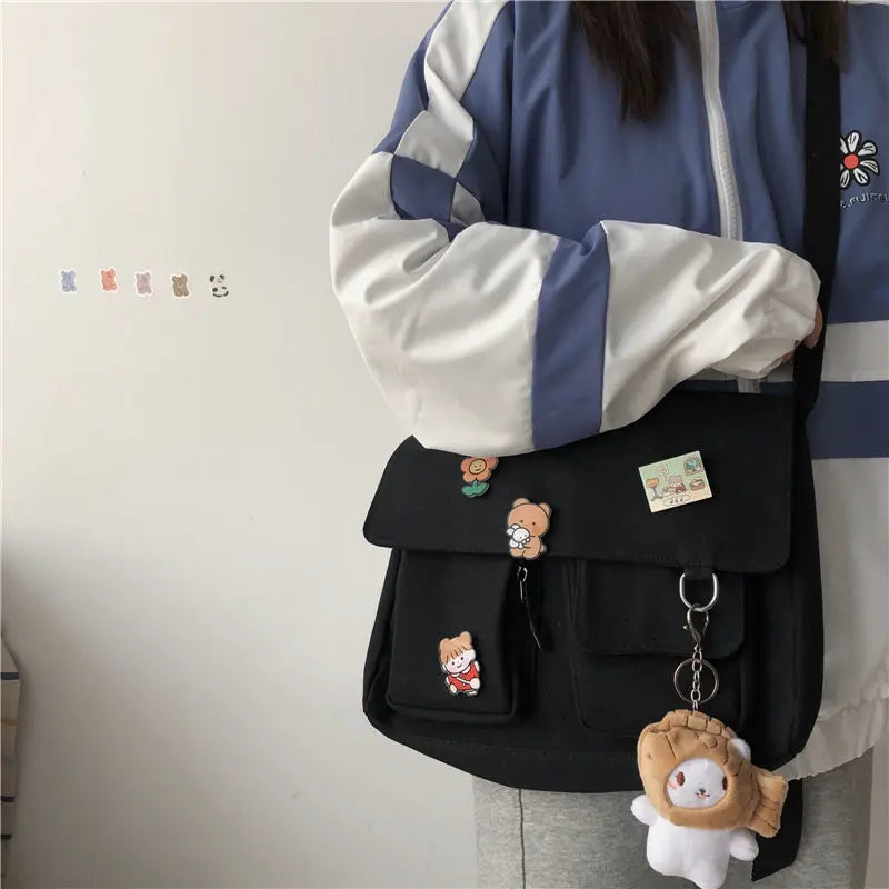 Japanese Harajuku Vintage Girl Messenger Bag Ulzzang Version Student Canvas Bag