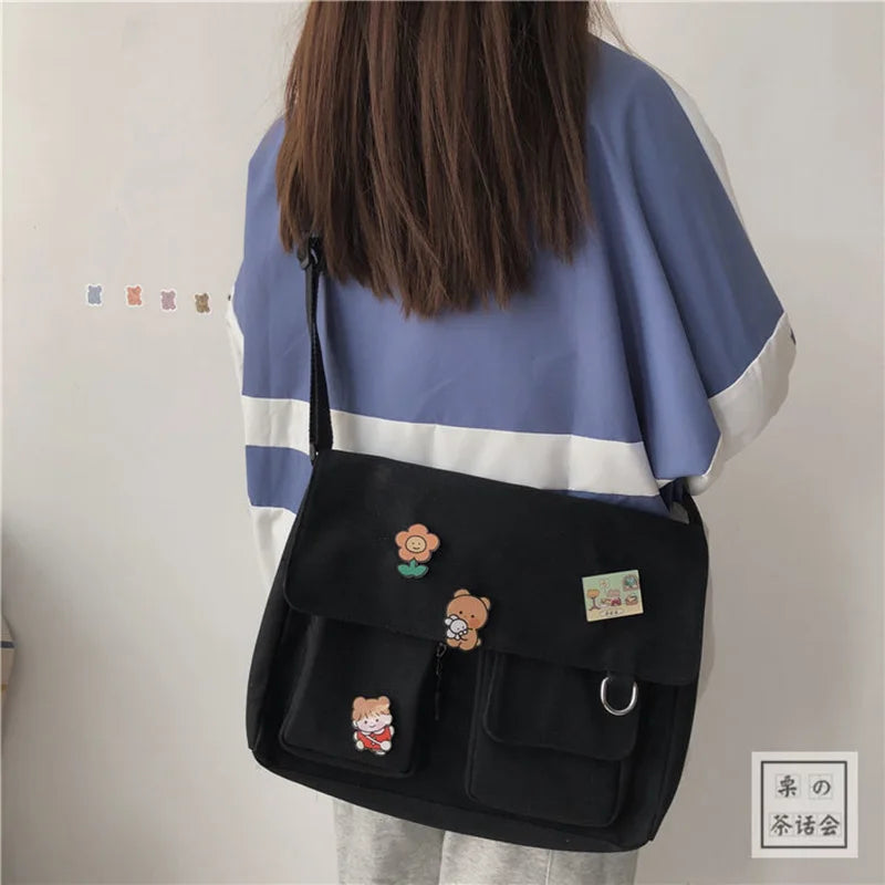 Japanese Harajuku Vintage Girl Messenger Bag Ulzzang Version Student Canvas Bag