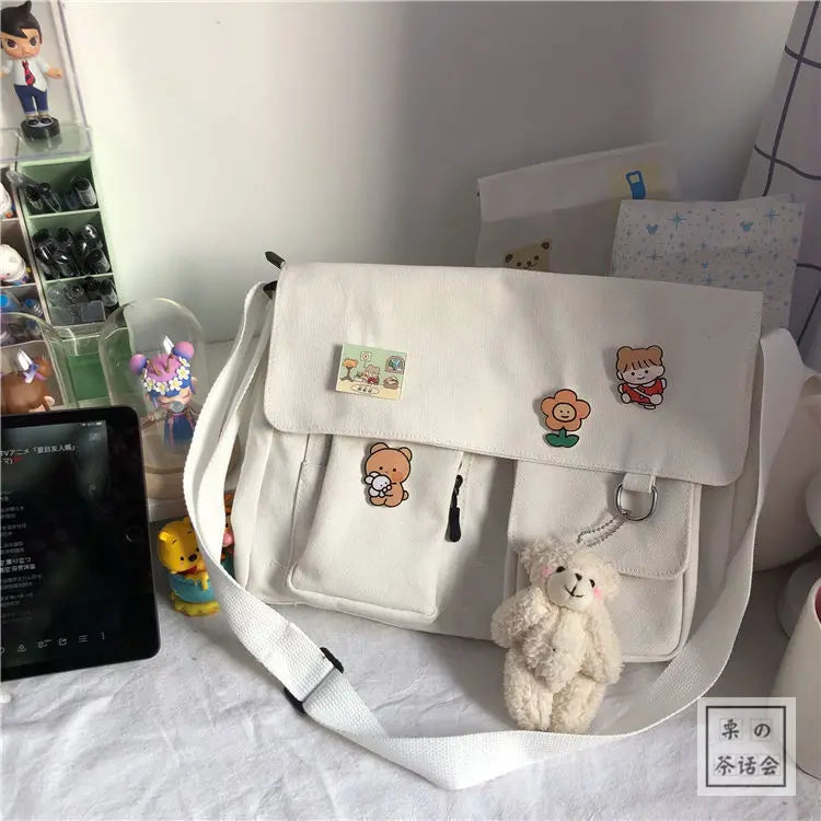 Japanese Harajuku Vintage Girl Messenger Bag Ulzzang Version Student Canvas Bag