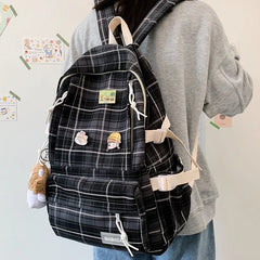 Japanese Plaid Backpack Large capacity Students schoolbag Campus Style Fashionab