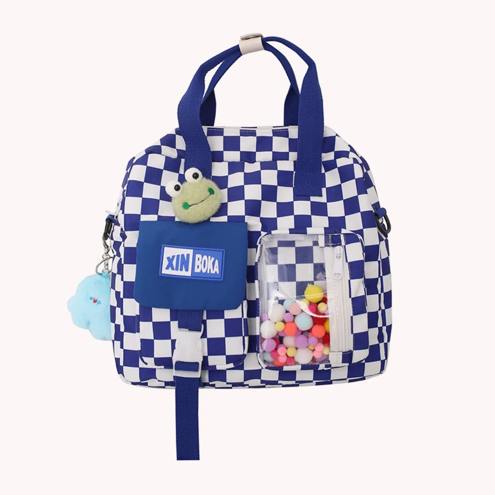 Japanese Plaid Shoulder Backpack Large Capacity Girl Schoolbags