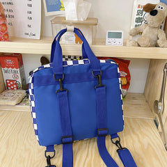 Japanese Plaid Shoulder Backpack Large Capacity Girl Schoolbags