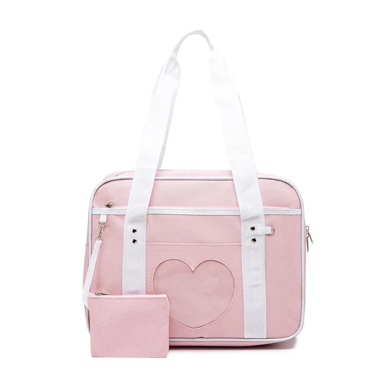 Japanese Preppy Style Pink School Bags for Women Girls