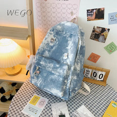 Japanese Retro Gradient Tie-dye Backpack Female High School College Bag