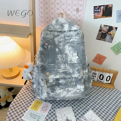 Japanese Retro Gradient Tie-dye Backpack Female High School College Bag
